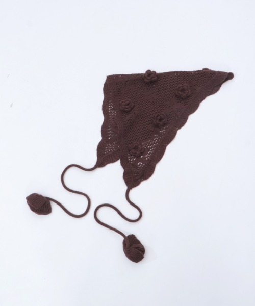 axes femme(アクシーズファム)の「おはなニットバブーシュカ(その他雑貨・レディース・ブラック/ダークブラウン/ホワイト・FREE)」の5枚目の写真