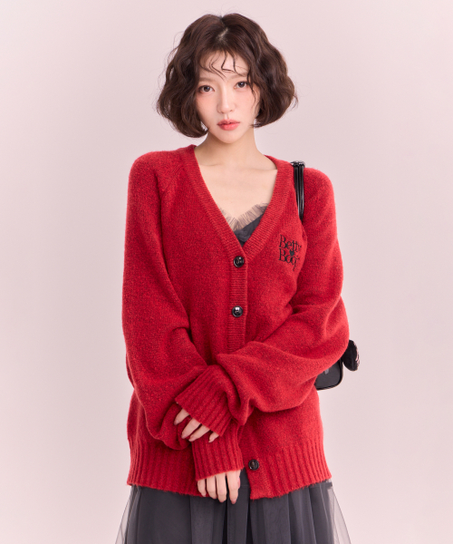 セール】ベティブープ オーバーサイズ Vネック ニットカーディガン_