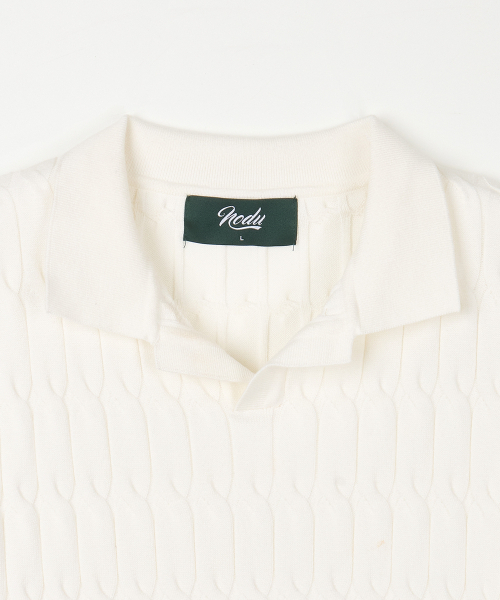 NODU（ノードユー）の「シックスケーブルカラー半袖ニット[アイボリー]（ポロシャツ・メンズ・その他・MEDIUM/LARGE）」の8枚目の写真