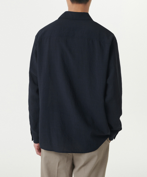 MUSINSA STANDARD（ムシンサスタンダード）の「リラックスドリネンライクトゥニックシャツ[ネイビー]（シャツ/ブラウス・メンズ・その他・MEDIUM/LARGE/X-LARGE/XX-LARGE）」の4枚目の写真