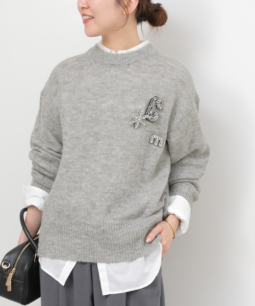 ブローチ付き］ブローチセットプルオーバー（ニット/セーター