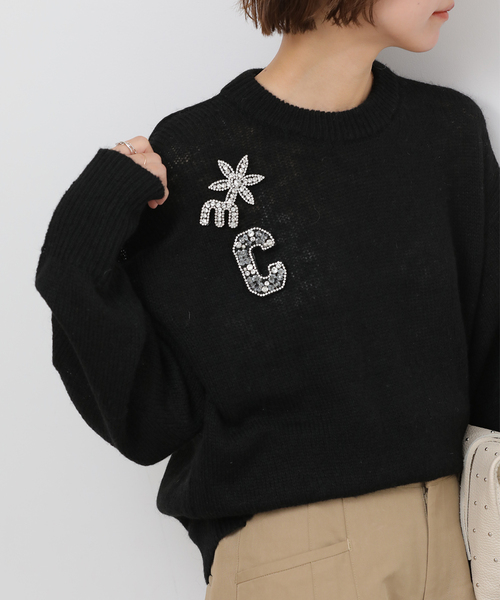 ブローチ付き］ブローチセットプルオーバー（ニット/セーター