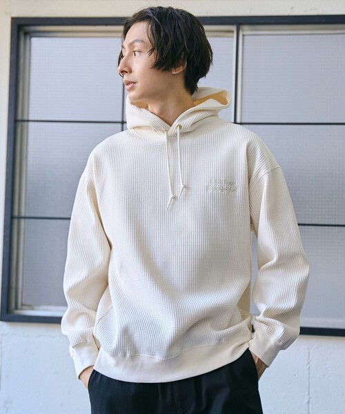 coen(コーエン)の「SOLOTEX(R)ヘビーワッフルパーカー(パーカー・メンズ・オフホワイト/ライトブルー/オリーブ/ブラック・XL/L/M/S)」の5枚目の写真