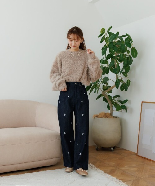 flower（フラワー）の「フラッフィーシャギーニット（ニット/セーター・レディース・アイボリー/ピンク/ベージュ・FREE）」の9枚目の写真