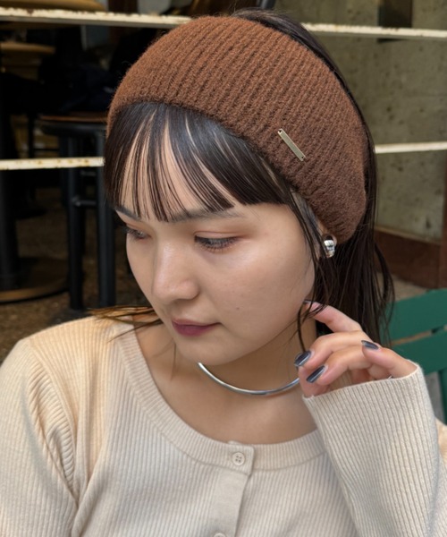 セール】【プチプラ】プレート付きリブヘアターバン（ヘアバンド