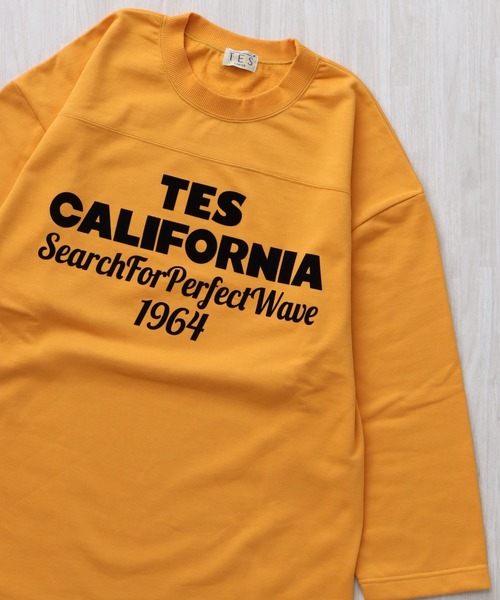 The Endless Summer（エンドレスサマー）の「TES CALIFORNIA FOOT BALL T-SHIRT 9SLEEVE / フットボールTシャツ  ９分袖（Tシャツ/カットソー・メンズ・ホワイト/イエロー/ネイビー/ブラック・SMALL/MEDIUM/LARGE/X-LARGE）」の4枚目の写真