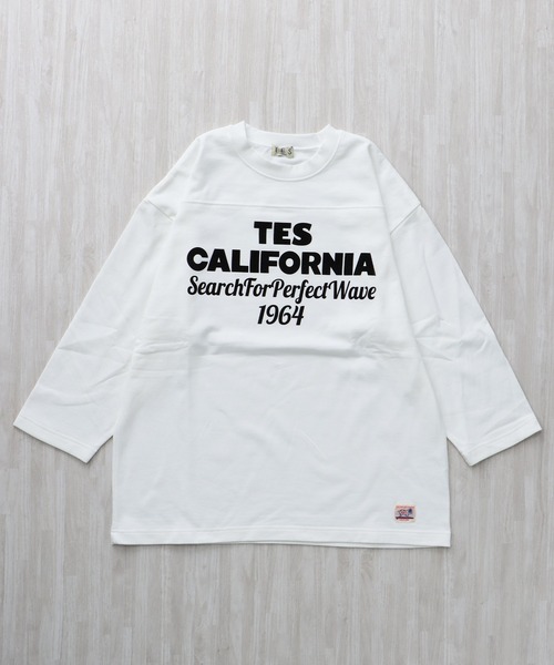 The Endless Summer（エンドレスサマー）の「TES CALIFORNIA FOOT BALL T-SHIRT 9SLEEVE / フットボールTシャツ  ９分袖（Tシャツ/カットソー・メンズ・ホワイト/イエロー/ネイビー/ブラック・SMALL/MEDIUM/LARGE/X-LARGE）」の6枚目の写真