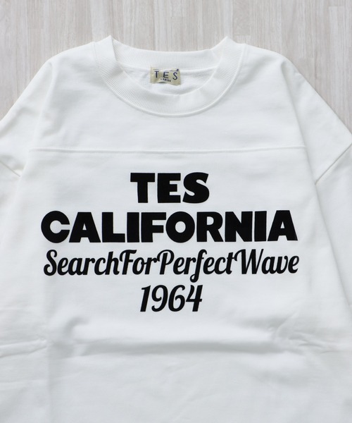 The Endless Summer（エンドレスサマー）の「TES CALIFORNIA FOOT BALL T-SHIRT 9SLEEVE / フットボールTシャツ  ９分袖（Tシャツ/カットソー・メンズ・ホワイト/イエロー/ネイビー/ブラック・SMALL/MEDIUM/LARGE/X-LARGE）」の8枚目の写真