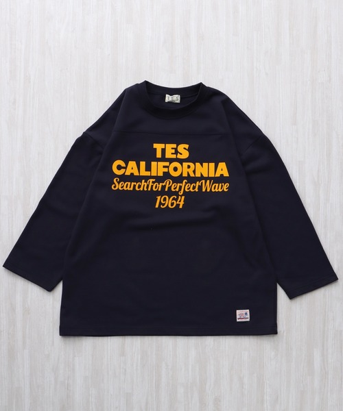The Endless Summer（エンドレスサマー）の「TES CALIFORNIA FOOT BALL T-SHIRT 9SLEEVE / フットボールTシャツ  ９分袖（Tシャツ/カットソー・メンズ・ホワイト/イエロー/ネイビー/ブラック・SMALL/MEDIUM/LARGE/X-LARGE）」の9枚目の写真