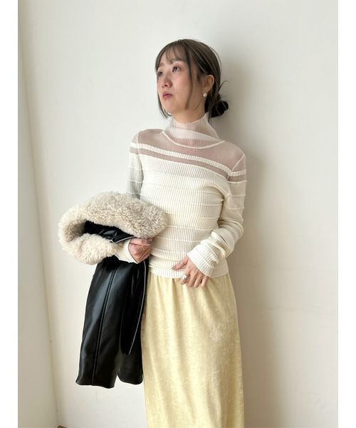 MIESROHE（ミースロエ）の「【MASH BLACK FRIDAY限定】シアー切り替えRIBタートルNT（ニット/セーター・レディース・ブラック/ライトブルー/グレー/ホワイト・F）」の10枚目の写真