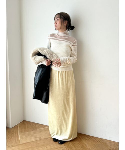 MIESROHE（ミースロエ）の「【MASH BLACK FRIDAY限定】シアー切り替えRIBタートルNT（ニット/セーター・レディース・ブラック/ライトブルー/グレー/ホワイト・F）」の11枚目の写真