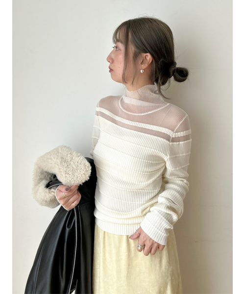 MIESROHE（ミースロエ）の「【MASH BLACK FRIDAY限定】シアー切り替えRIBタートルNT（ニット/セーター・レディース・ブラック/ライトブルー/グレー/ホワイト・F）」の16枚目の写真