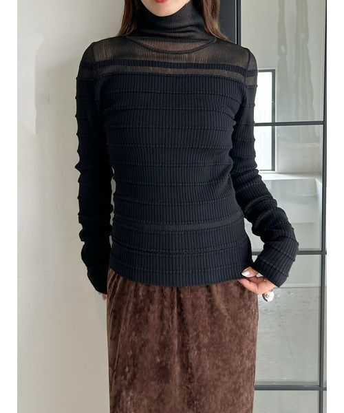 MIESROHE（ミースロエ）の「【MASH BLACK FRIDAY限定】シアー切り替えRIBタートルNT（ニット/セーター・レディース・ブラック/ライトブルー/グレー/ホワイト・F）」の17枚目の写真