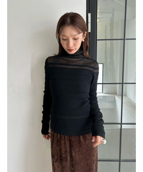MIESROHE（ミースロエ）の「【MASH BLACK FRIDAY限定】シアー切り替えRIBタートルNT（ニット/セーター・レディース・ブラック/ライトブルー/グレー/ホワイト・F）」の18枚目の写真