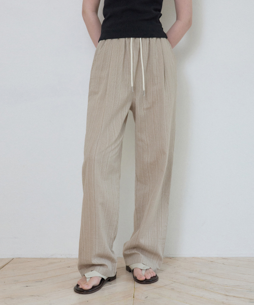 WEDNESDAYOASISFORWOMEN(ウェンズデー オアシス フォー ウーマン)の「W/ボヘミアンストライプバンディングパンツ_BEIGE(W25-PT10)(その他パンツ・レディース・ベージュ・MEDIUM/LARGE)」の2枚目の写真