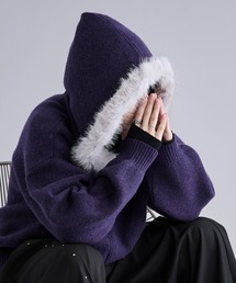 Ellno Loset（エルノロゼット）の「2wayファーフードニットパーカー（パーカー・メンズ）」