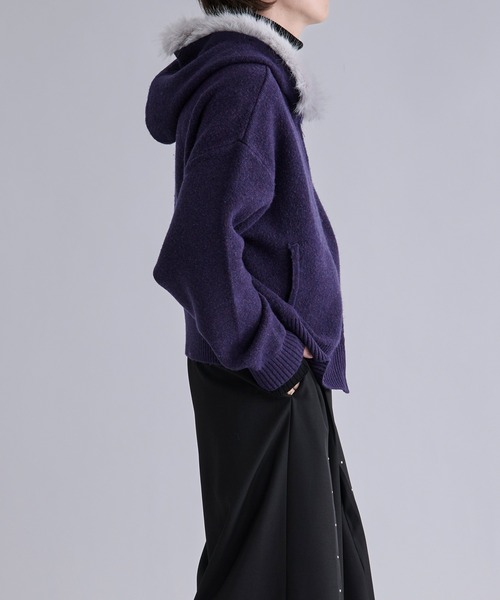 Ellno Loset（エルノロゼット）の「2wayファーフードニットパーカー（パーカー・メンズ・パープル/ブラック・LARGE/MEDIUM/SMALL）」の15枚目の写真