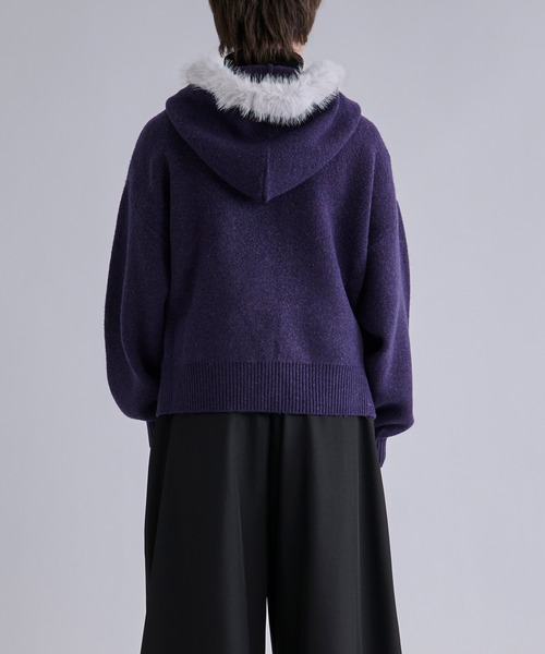 Ellno Loset（エルノロゼット）の「2wayファーフードニットパーカー（パーカー・メンズ・パープル/ブラック・LARGE/MEDIUM/SMALL）」の17枚目の写真