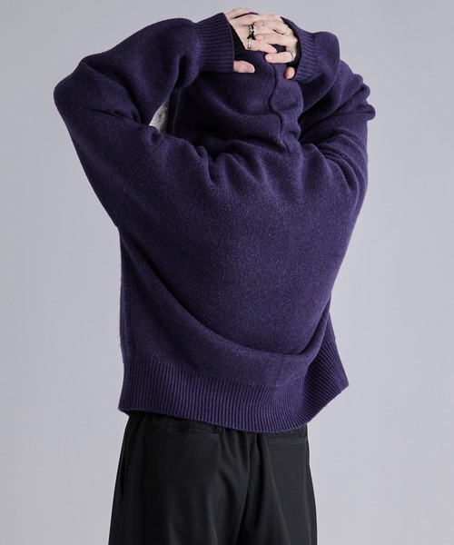 Ellno Loset（エルノロゼット）の「2wayファーフードニットパーカー（パーカー・メンズ・パープル/ブラック・LARGE/MEDIUM/SMALL）」の20枚目の写真