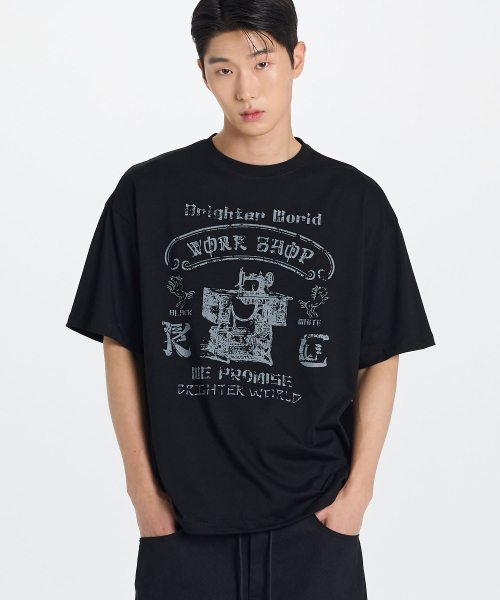 KICHUL(キチョル)の「Bright world semi over t-shirt (black)(Tシャツ/カットソー・メンズ・その他・MEDIUM/SMALL/LARGE)」の1枚目の写真