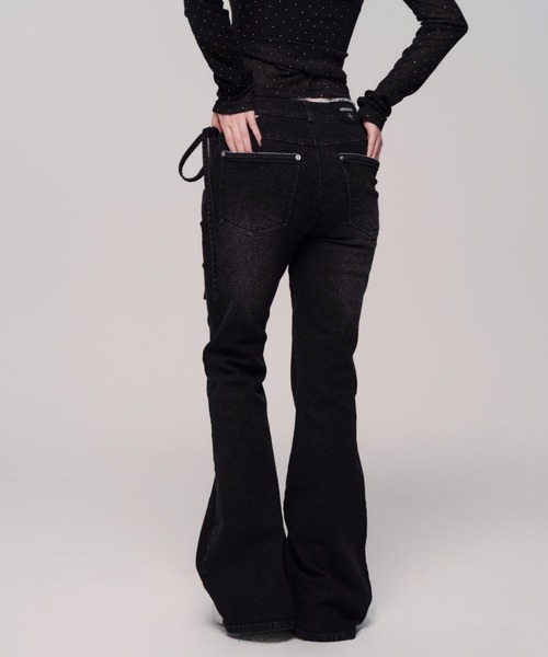 Corset Cut-Out Ribbon Flare Denim