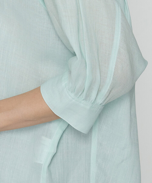 Gabardine K.T(ギャバジンケーティー)の「〔 +サイズ 〕 ラミーシャンブレー シアーシャツ(シャツ/ブラウス・レディース・ネイビー/ライトグレー/ミント/イエロー・13号)」の19枚目の写真