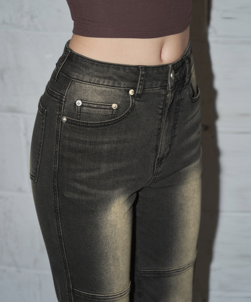 LEATHERY（レザリー）の「ヴィンテージコントラストブーツカットデニム[ブラック]（デニムパンツ・レディース・その他・SMALL/MEDIUM/LARGE/X-SMALL）」の2枚目の写真