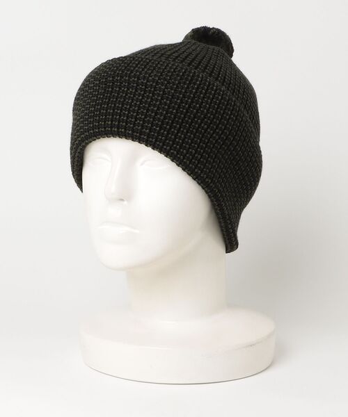 BEAMS PLUS（ビームスプラス）の「【 別注 】HEIMAT TEXTIL / Expedition Bobble Hat（ニットキャップ/ビーニー・メンズ・オフホワイト/オリーブ/オレンジ・ONE SIZE）」の2枚目の写真
