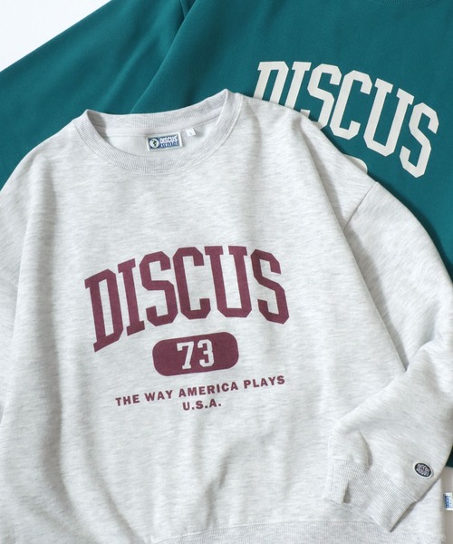 DISCUS（ディスカス）の「2026SS DISCUS/ディスカス オーバーサイズ 裏起毛 カレッジロゴ クルーネックスウェットトレーナー レディース（スウェット・レディース・オレンジ/スミクロ/ホワイト/アイボリー/グレー系その他/ブルーグリーン/グレー・L/M）」の5枚目の写真