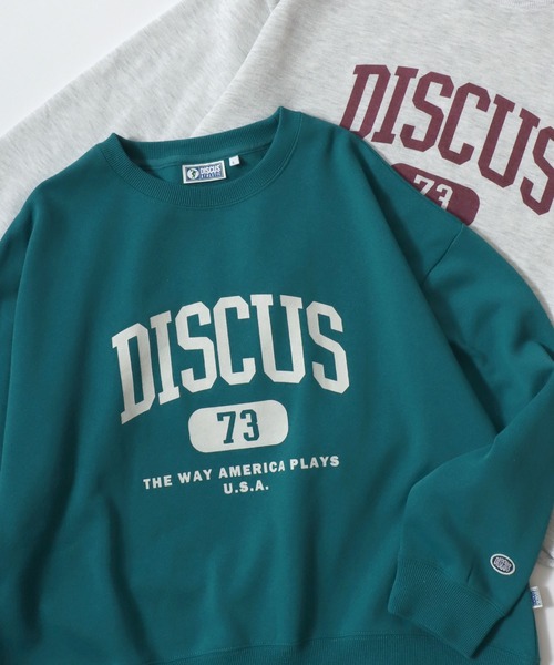 DISCUS（ディスカス）の「2026SS DISCUS/ディスカス オーバーサイズ 裏起毛 カレッジロゴ クルーネックスウェットトレーナー レディース（スウェット・レディース・オレンジ/スミクロ/ホワイト/アイボリー/グレー系その他/ブルーグリーン/グレー・L/M）」の6枚目の写真