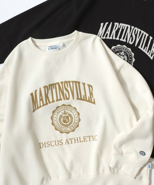 DISCUS（ディスカス）の「2026SS DISCUS/ディスカス オーバーサイズ 裏起毛 カレッジロゴ クルーネックスウェットトレーナー レディース（スウェット・レディース・オレンジ/スミクロ/ホワイト/アイボリー/グレー系その他/ブルーグリーン/グレー・L/M）」の3枚目の写真