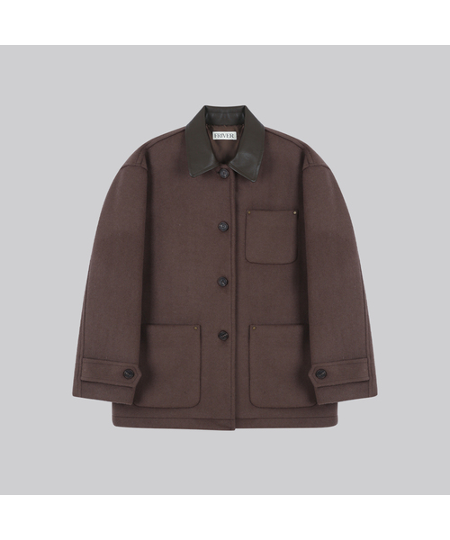 FRIVER07（フリバー07）の「Collar detail wool pocket jacket [FRFA03JK01]_2color（ミリタリージャケット・レディース・ベージュ/ブラウン・FREE）」の2枚目の写真