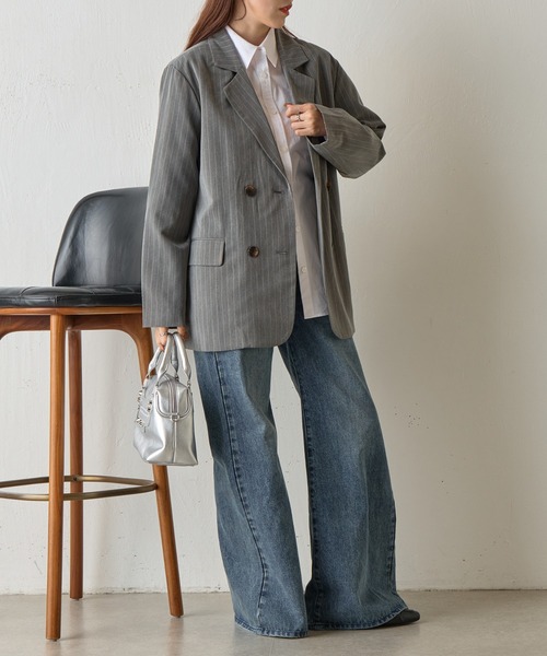 COLONY 2139（コロニートゥーワンスリーナイン）の「【セットアップ対応】ストライプダブルテーラードジャケット（テーラードジャケット・レディース・アイボリー/ネイビー/グレー・FREE）」の19枚目の写真