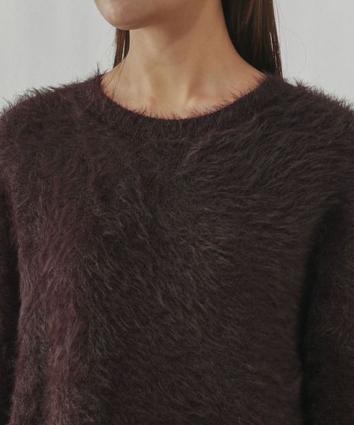 GLOBAL WORK（グローバルワーク）の「シャギークルーネックプルオーバー/611263（ニット/セーター・レディース・ダークグレー/グレイッシュベージュ/ダークブラウン・LARGE/MEDIUM）」の22枚目の写真