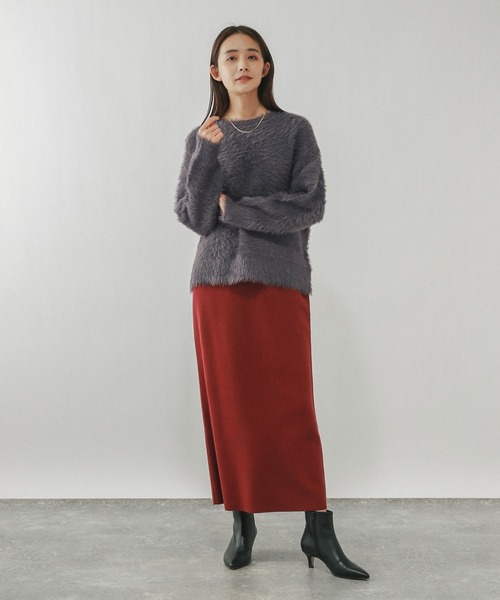 GLOBAL WORK（グローバルワーク）の「シャギークルーネックプルオーバー/611263（ニット/セーター・レディース・ダークグレー/グレイッシュベージュ/ダークブラウン・LARGE/MEDIUM）」の4枚目の写真