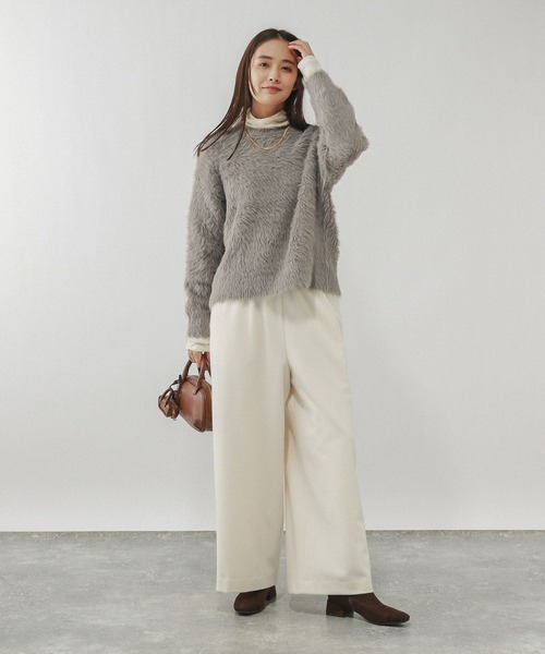 GLOBAL WORK（グローバルワーク）の「シャギークルーネックプルオーバー/611263（ニット/セーター・レディース・ダークグレー/グレイッシュベージュ/ダークブラウン・LARGE/MEDIUM）」の15枚目の写真