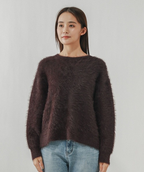 GLOBAL WORK（グローバルワーク）の「シャギークルーネックプルオーバー/611263（ニット/セーター・レディース・ダークグレー/グレイッシュベージュ/ダークブラウン・LARGE/MEDIUM）」の19枚目の写真