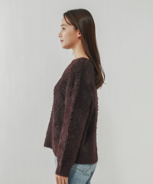 GLOBAL WORK（グローバルワーク）の「シャギークルーネックプルオーバー/611263（ニット/セーター・レディース・ダークグレー/グレイッシュベージュ/ダークブラウン・LARGE/MEDIUM）」の20枚目の写真