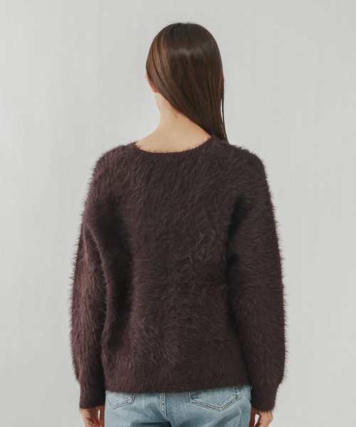 GLOBAL WORK（グローバルワーク）の「シャギークルーネックプルオーバー/611263（ニット/セーター・レディース・ダークグレー/グレイッシュベージュ/ダークブラウン・LARGE/MEDIUM）」の21枚目の写真