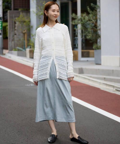 SLOBE IENA（スローブイエナ）の「カラースエードタイトスカート（スカート・レディース・サックスブルー/ダークパープル・FREE）」の9枚目の写真