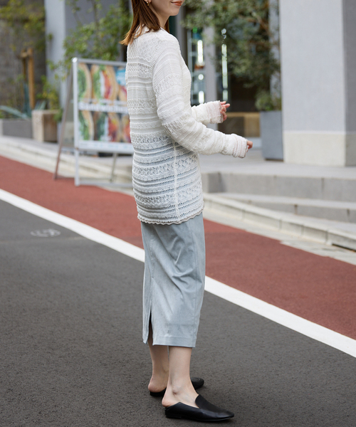 SLOBE IENA（スローブイエナ）の「カラースエードタイトスカート（スカート・レディース・サックスブルー/ダークパープル・FREE）」の11枚目の写真