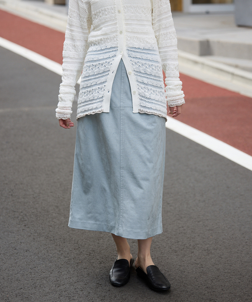 SLOBE IENA（スローブイエナ）の「カラースエードタイトスカート（スカート・レディース・サックスブルー/ダークパープル・FREE）」の13枚目の写真