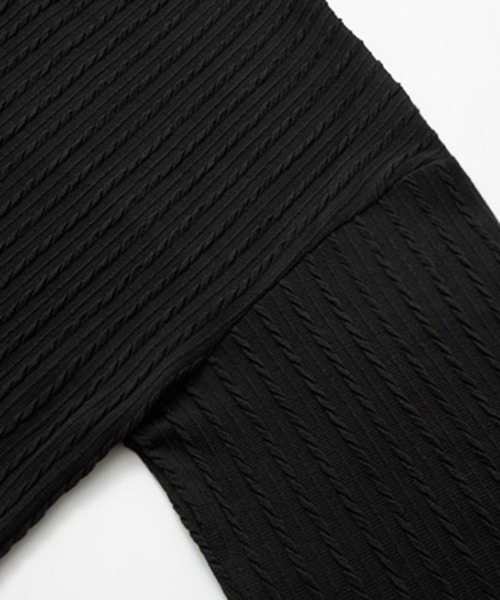 NOWLE(ノウル)の「【NOWLE】ケーブル編み風 立体リブ クルーネック ロンT(Tシャツ/カットソー・メンズ・ブラック・X-LARGE/MEDIUM/LARGE)」の5枚目の写真