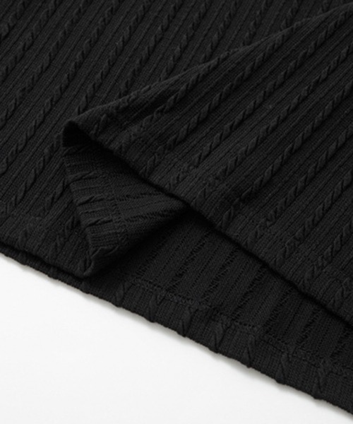NOWLE(ノウル)の「【NOWLE】ケーブル編み風 立体リブ クルーネック ロンT(Tシャツ/カットソー・メンズ・ブラック・X-LARGE/MEDIUM/LARGE)」の6枚目の写真