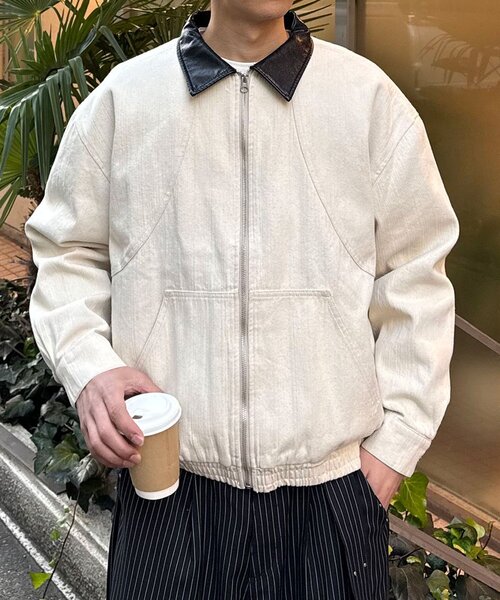 CIAOPANIC（チャオパニック）の「襟切替コットンツイードジャケット（ブルゾン・レディース・ブラック/ホワイト/インディゴブルー・MEDIUM/LARGE）」の4枚目の写真