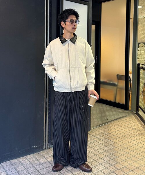 CIAOPANIC（チャオパニック）の「襟切替コットンツイードジャケット（ブルゾン・レディース・ブラック/ホワイト/インディゴブルー・MEDIUM/LARGE）」の7枚目の写真