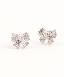 NOONOO FINGERS（ヌヌフィンガーズ）の「[925post] クリスタルリボンイヤリング（ピアス（両耳用））」
