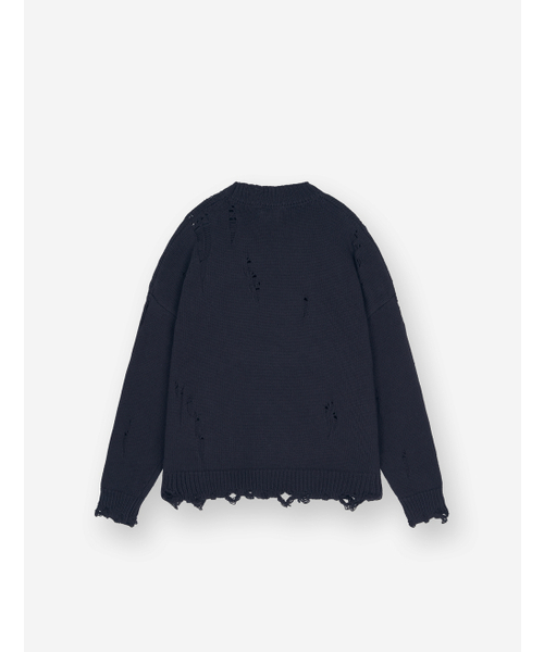 FLATWAVE IN SEOUL（フラットウェーブインソウル）の「Ripsy Vintage Damaged Round Knit Dark Navy（ニット/セーター・メンズ・その他・MEDIUM/LARGE）」の8枚目の写真