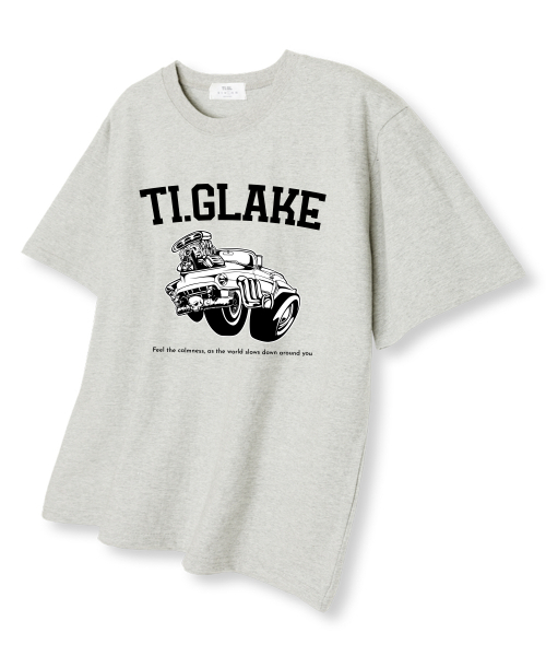 TI.GLAKE(ティーグレイク)の「ダウンアラウンドオーバーサイズ半袖Tシャツオートミール(Tシャツ/カットソー・メンズ・その他・LARGE/X-LARGE/XX-LARGE)」の1枚目の写真