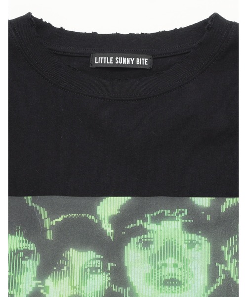 Little sunny bite（リトルサニーバイト）の「【Little sunny bite】stranger things x little sunny bite graphic fake layered long tee（Tシャツ/カットソー・レディース・ホワイト/ブラック/ピンク・MEDIUM/SMALL）」の12枚目の写真